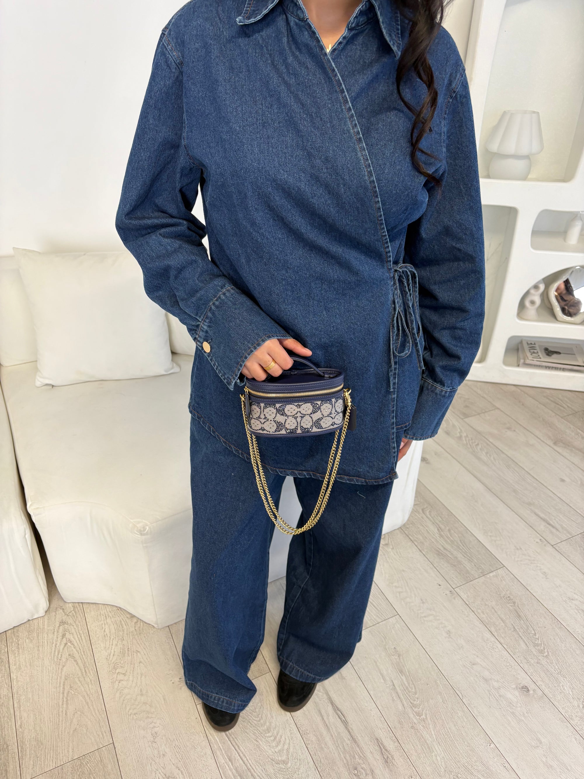 Dark Denim side tie set