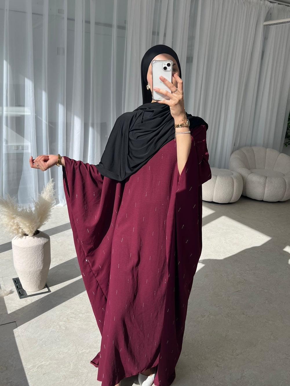 Burgundy butterfly kaftan