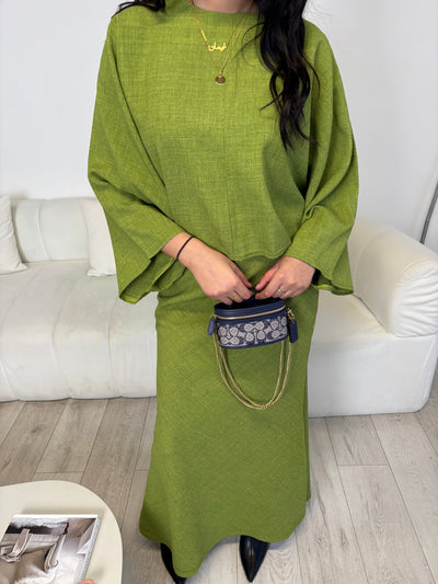 Cape top and skirt set olive