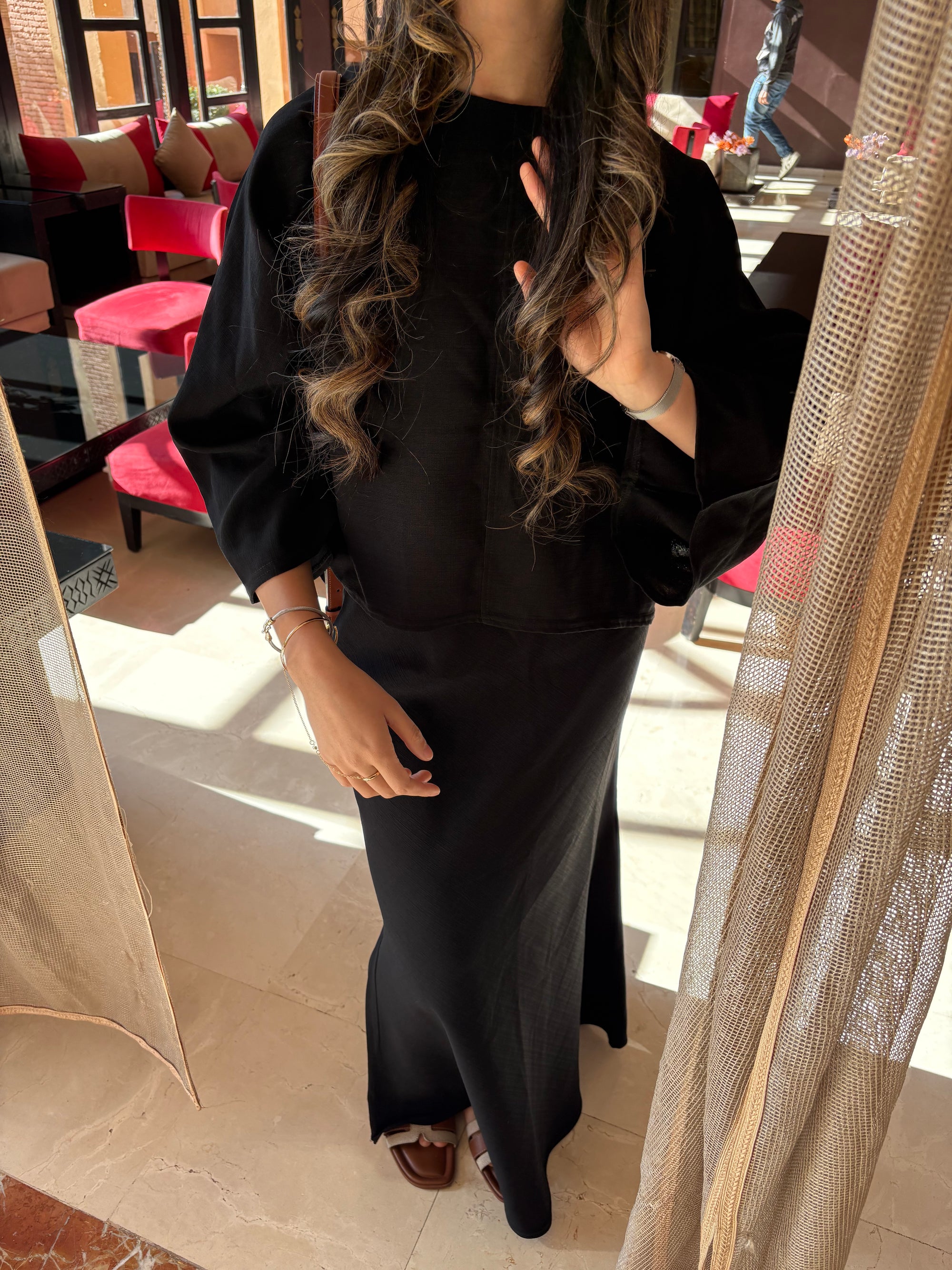 Cape top and skirt set Black