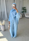 Baby blue asymmetrical top and trouser set (TALL)