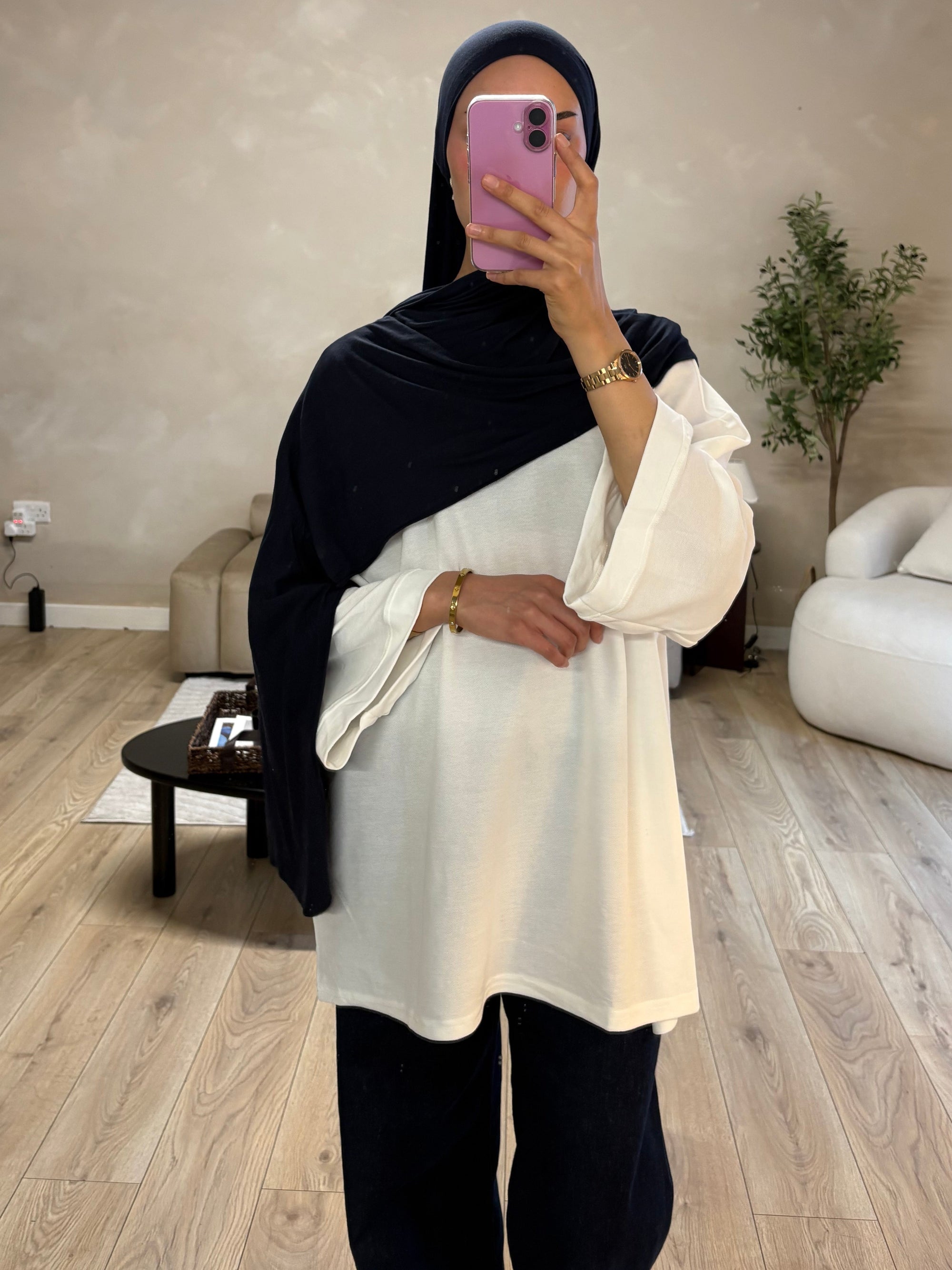 Oversized white cotton top