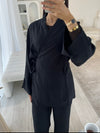 Black kimono top and trouser co-ord