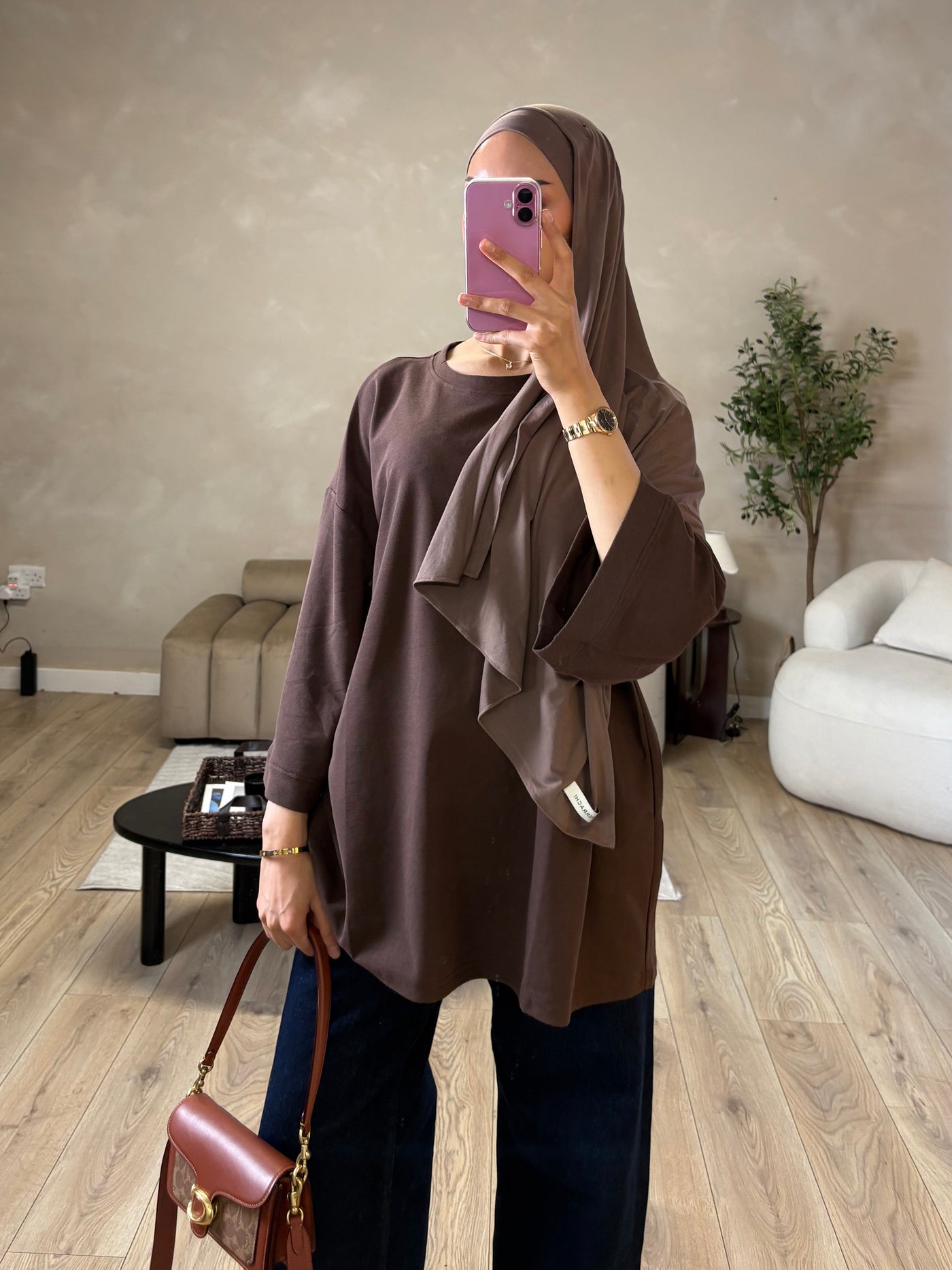 Brown oversized cotton top