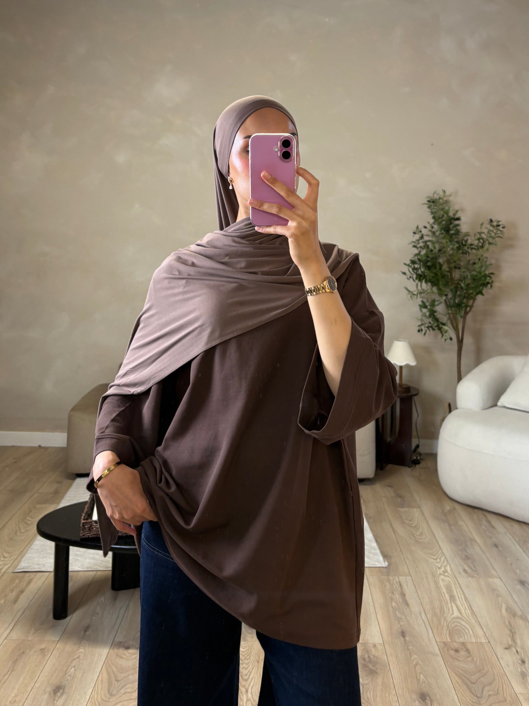 Brown oversized cotton top