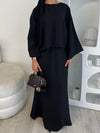 Black cape top and skirt set