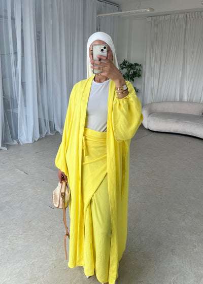 Yellow kimono skirt set
