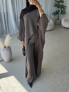 Taupe asymmetrical top and trouser set (TALL)