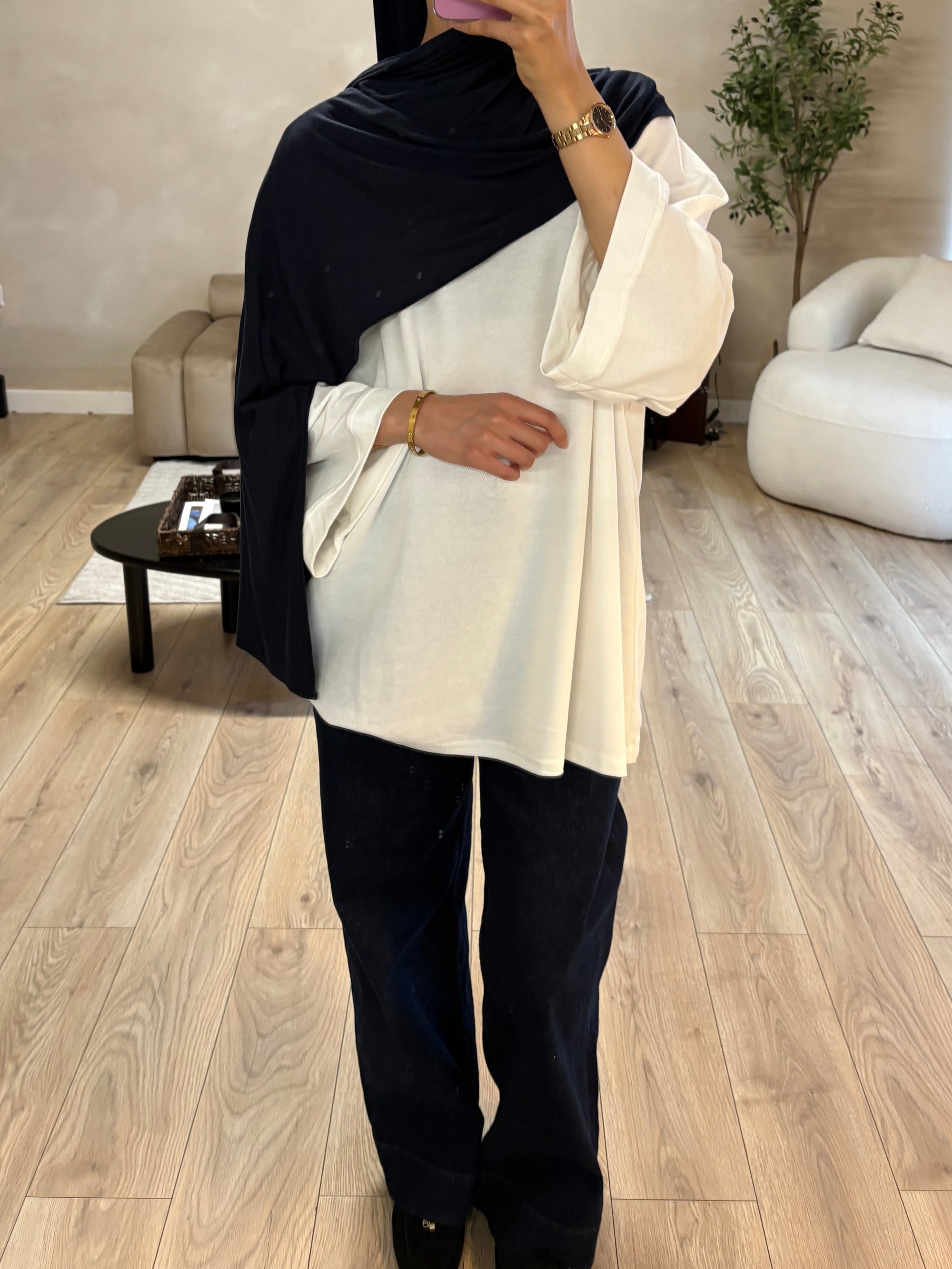 Oversized white cotton top
