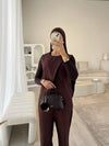 Brown sleeveless blazer and trouser set (TALL)