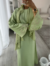 Lime green embroidered maxi dress