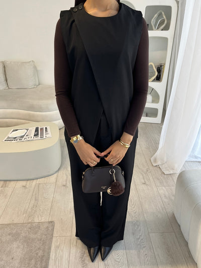 Sleeveless blazer and wide leg trouser suit (TALL)