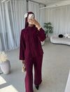 Burgundy two piece top and trouser co-ord