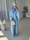 Baby blue asymmetrical top and trouser set (TALL)