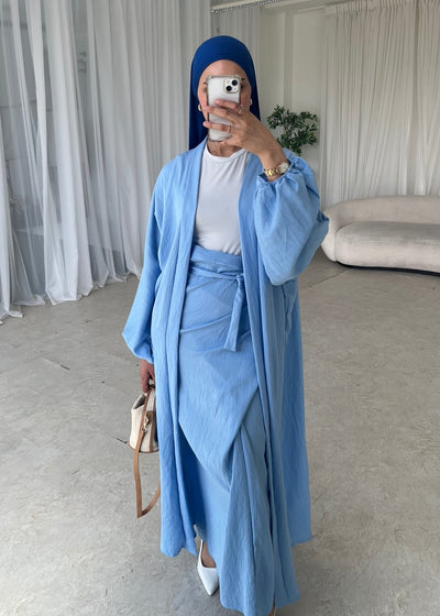 Baby blue kimono skirt set