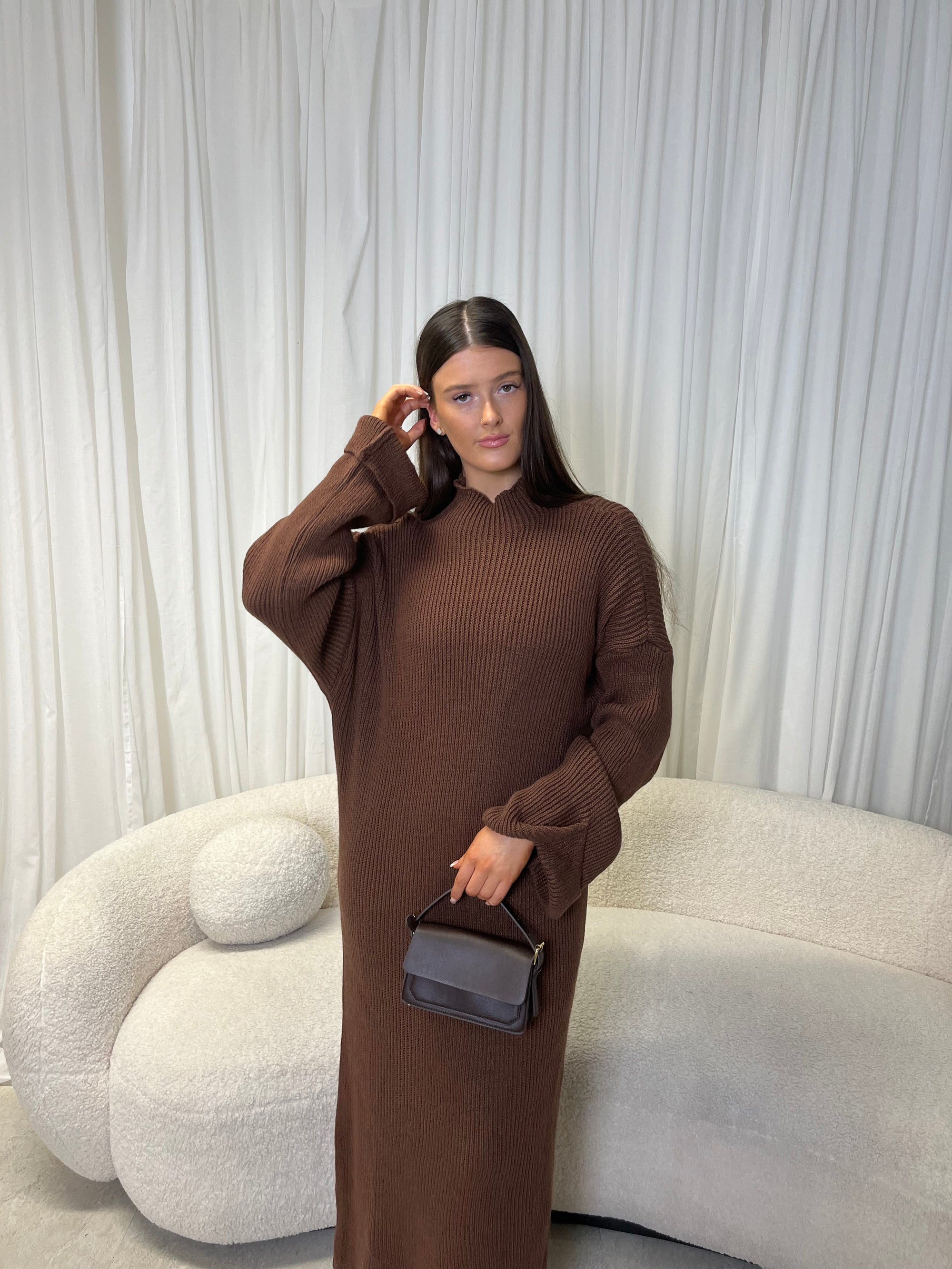 Chocolate brown knitted dress