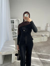 Black sleeveless cardigan and trouser set