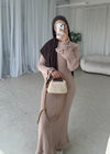 Beige maxi knitted lace back dress