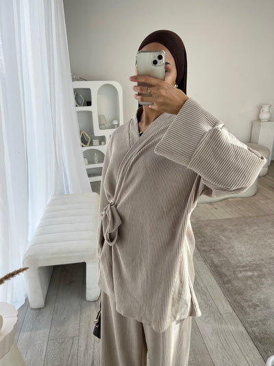 Beige corduroy kimono co-ord