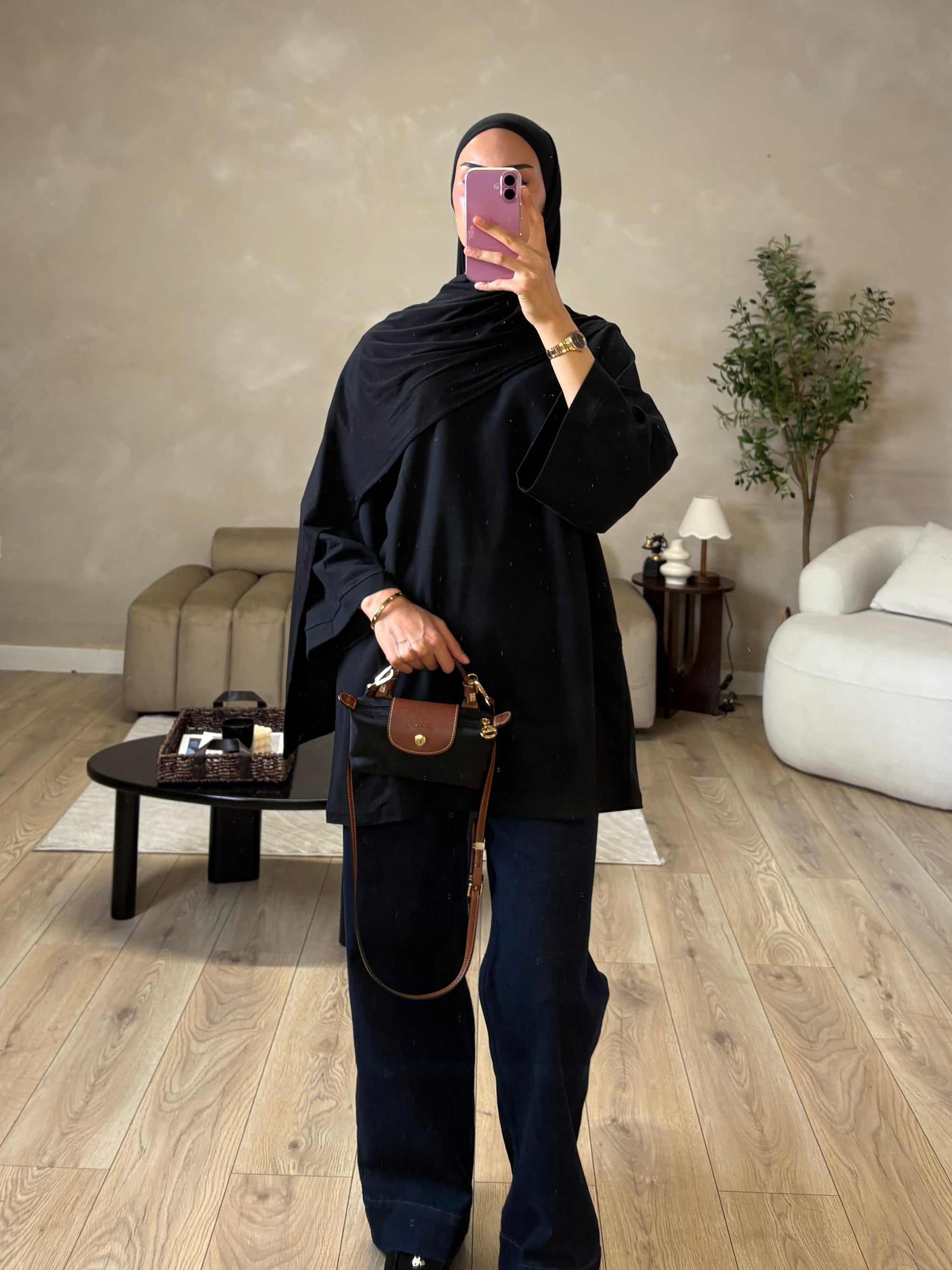 Black oversized cotton top