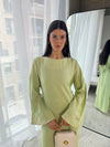 Lime green embroidered maxi dress