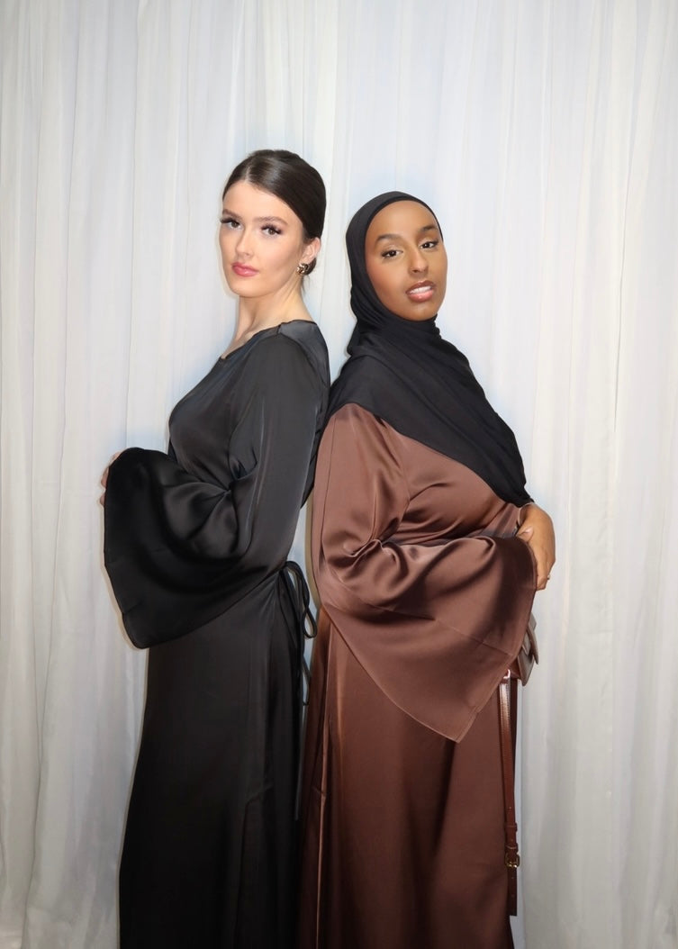 Brown detachable cape dress