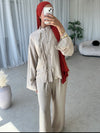 Beige top and trouser co-ord