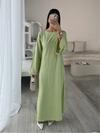 Lime green embroidered maxi dress