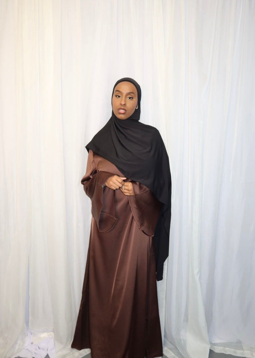 Brown detachable cape dress