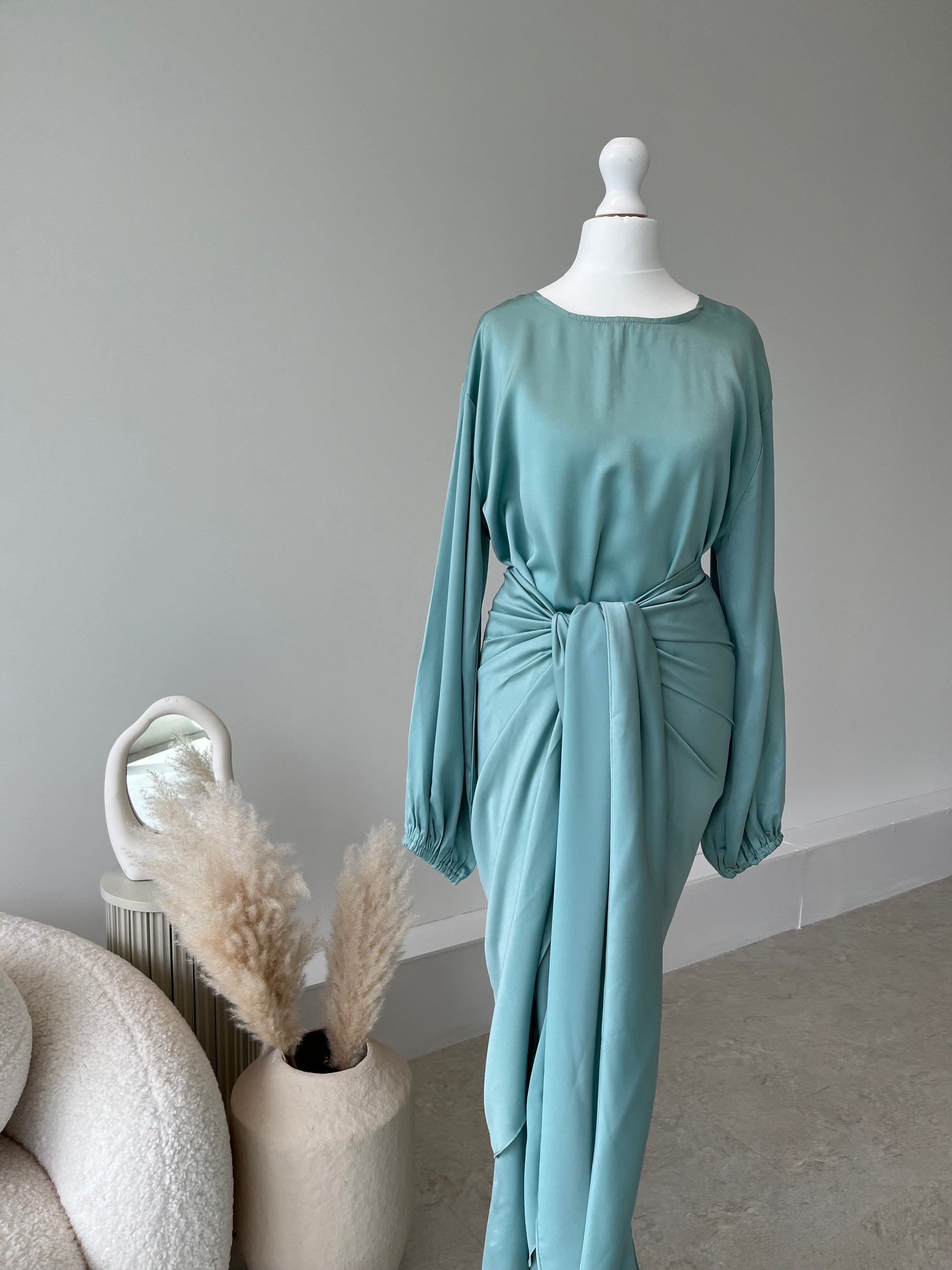 sachin and babi light blue dress Anaya With Love Recycled Light Blue Faux Wrap Maxi Dress with Sash Bel   Maya Deluxe