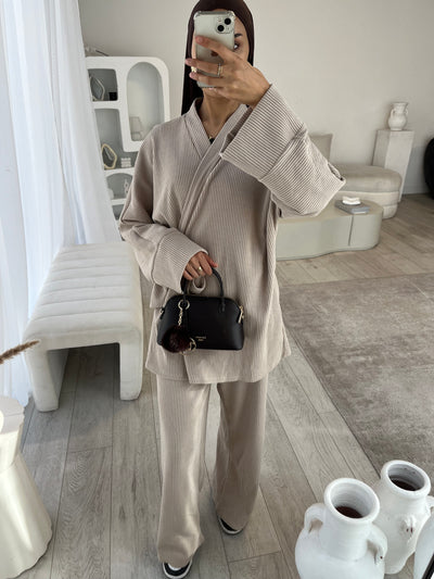 Beige corduroy kimono co-ord