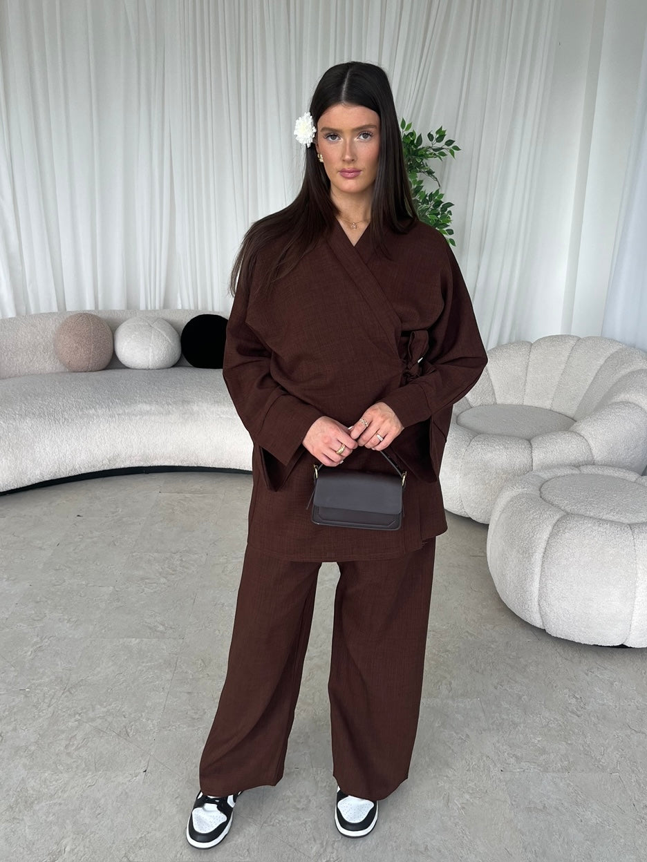 Brown kimono co-ord