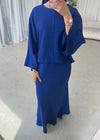 (PRE-ORDER) Royal blue cape top and skirt set