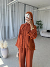 Burnt orange top and trouser co-ord