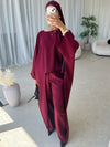 Burgundy Asymmetrical top and trouser set (TALL)