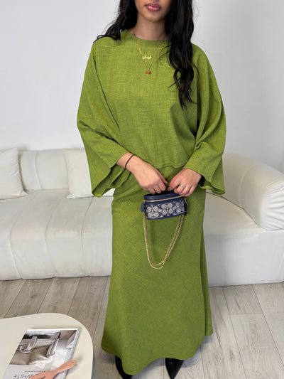 Cape top and skirt set olive