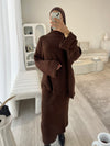 Brown knitted skirt set