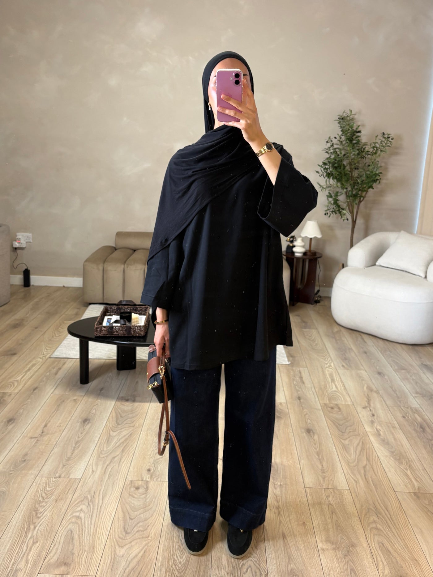 Black oversized cotton top