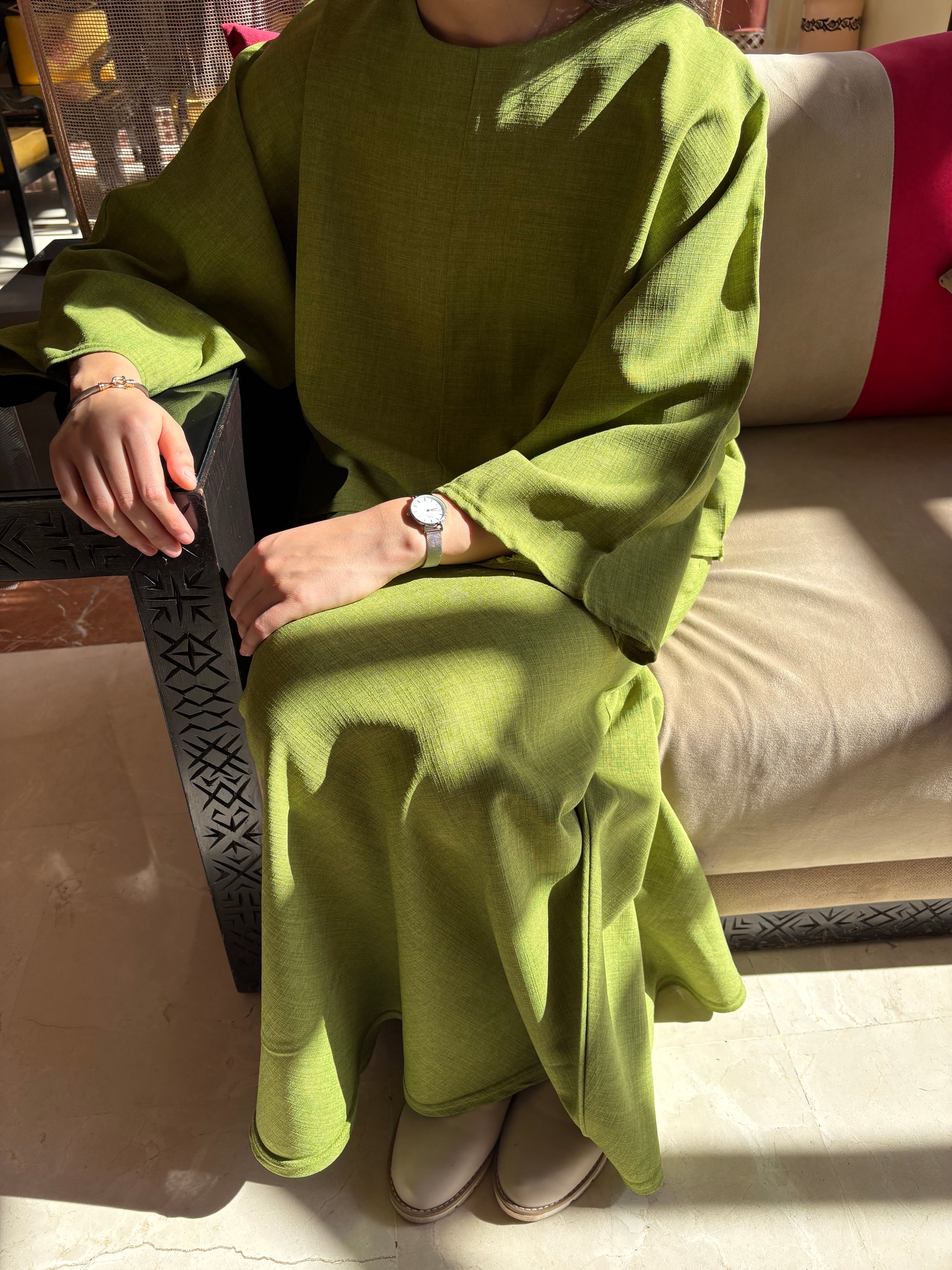 Cape top and skirt set olive