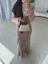 Beige maxi knitted lace back dress