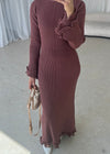 Terracotta knit lace back detail dress