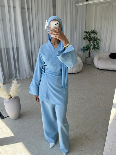 Baby blue kimono co-ord