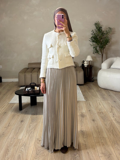Taupe pleated maxi skirt