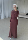 Terracotta knit lace back detail dress