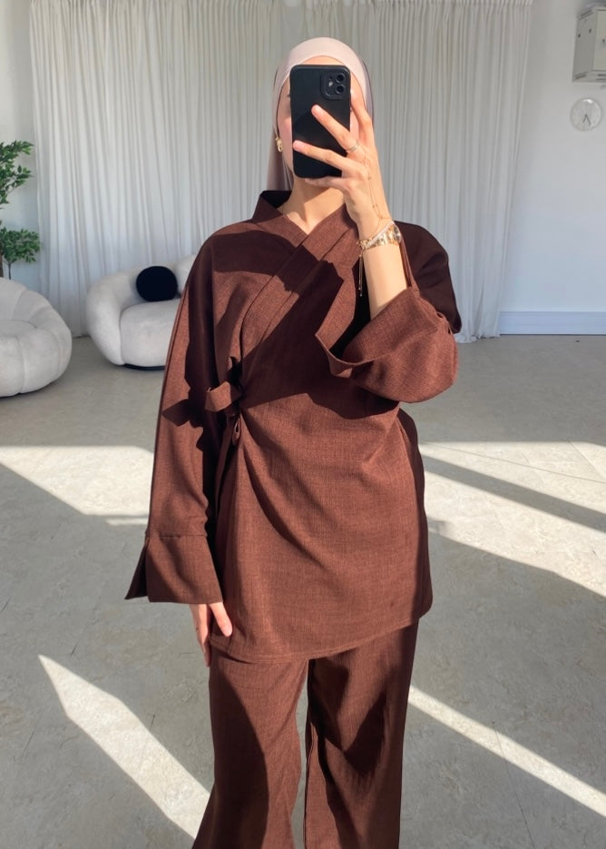Brown kimono co-ord