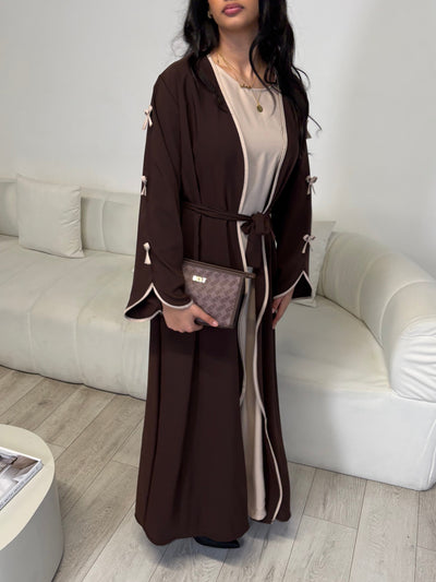 Brown bow sleeve abaya