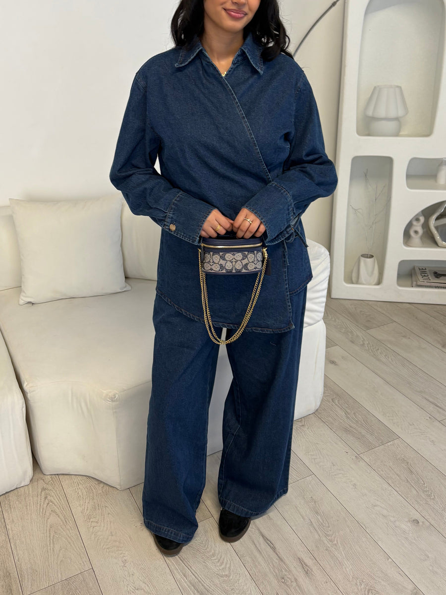 Dark Denim side tie set